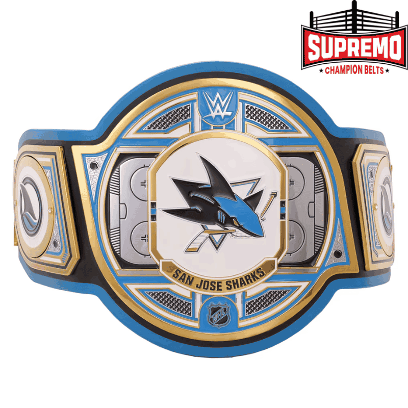 San Jose Sharks WWE Legacy Title Belt replica, full front view