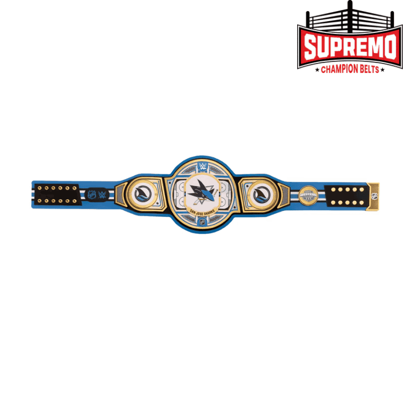 San Jose Sharks logo detail on the right side plate of the championship belt replica