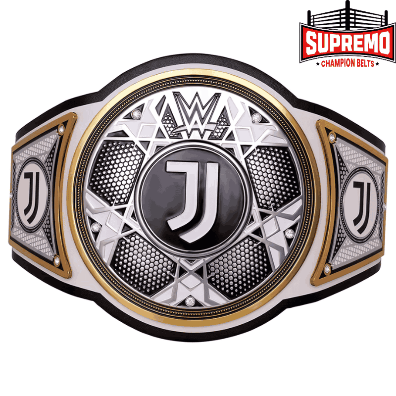 WWE x Juventus Legacy replica title belt displayed at an angle, shown in full size
