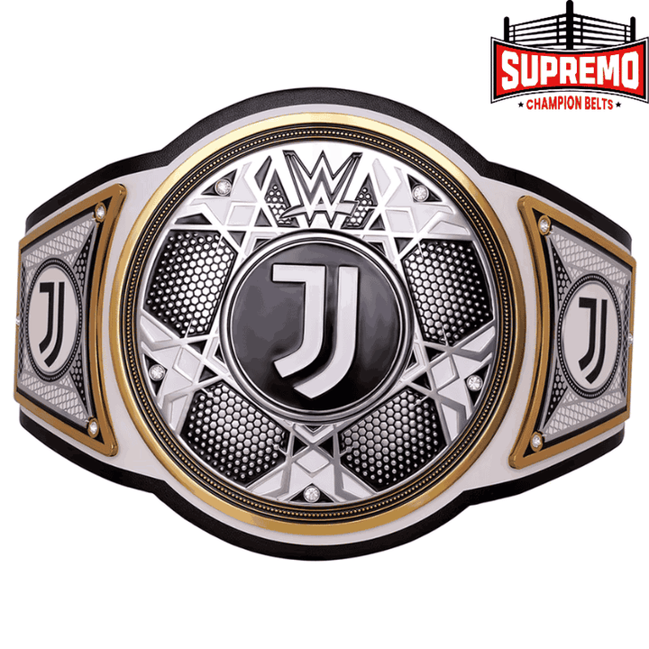 WWE x Juventus Legacy replica title belt displayed at an angle, shown in full size