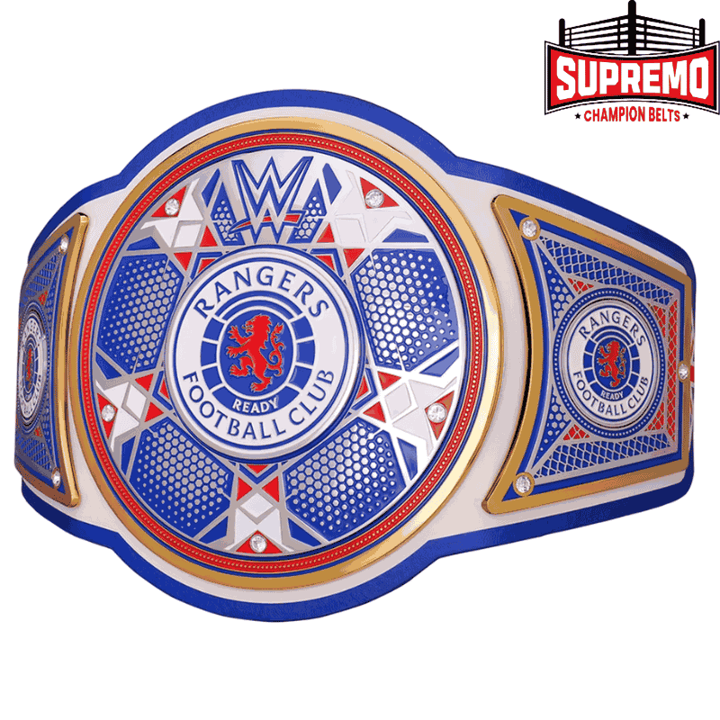 Rangers FC WWE title belt center plate with rhinestones