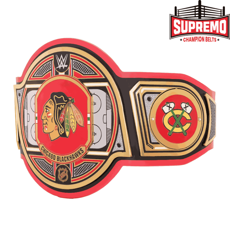 Chicago Blackhawks title belt main plate close-up