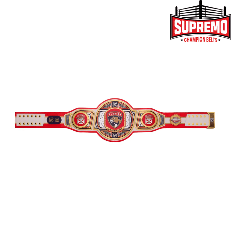 Florida Panthers WWE belt replica worn over the shoulder