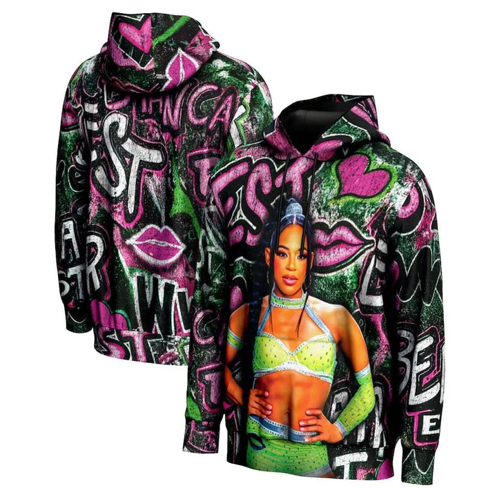 Men's Prosphere Black Bianca Belair Hoodie Championship Belts Online