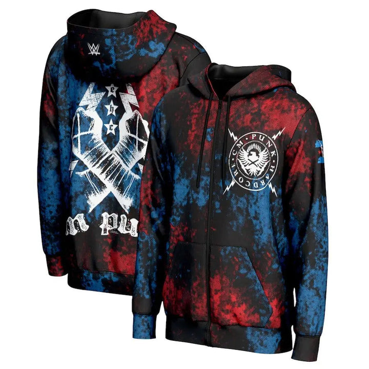 Men's Prosphere Black CM Punk Street Style Hoodie Championship Belts Online