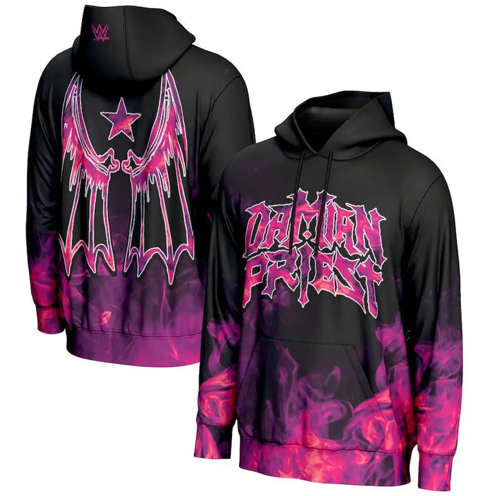 Men's Prosphere Black Damian Priest Entrance Hoodie Championship Belts Online