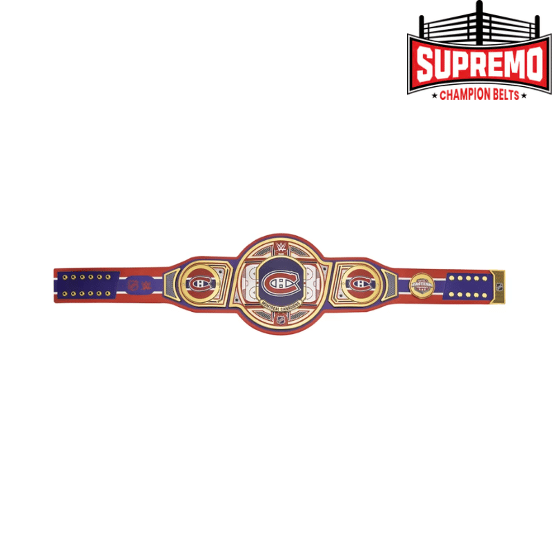 Montreal Canadiens title belt replica on a display shelf