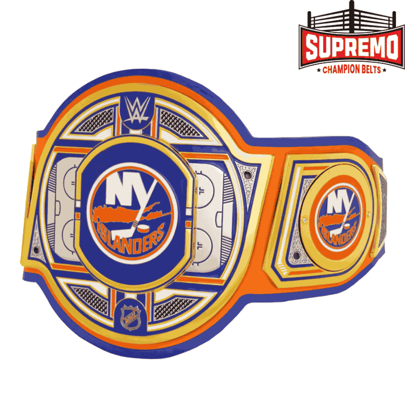 Islanders championship title belt main plate close-up