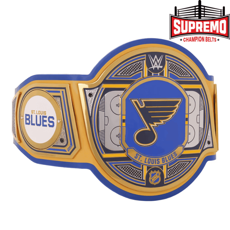 St. Louis Blues title belt leather strap and side plates