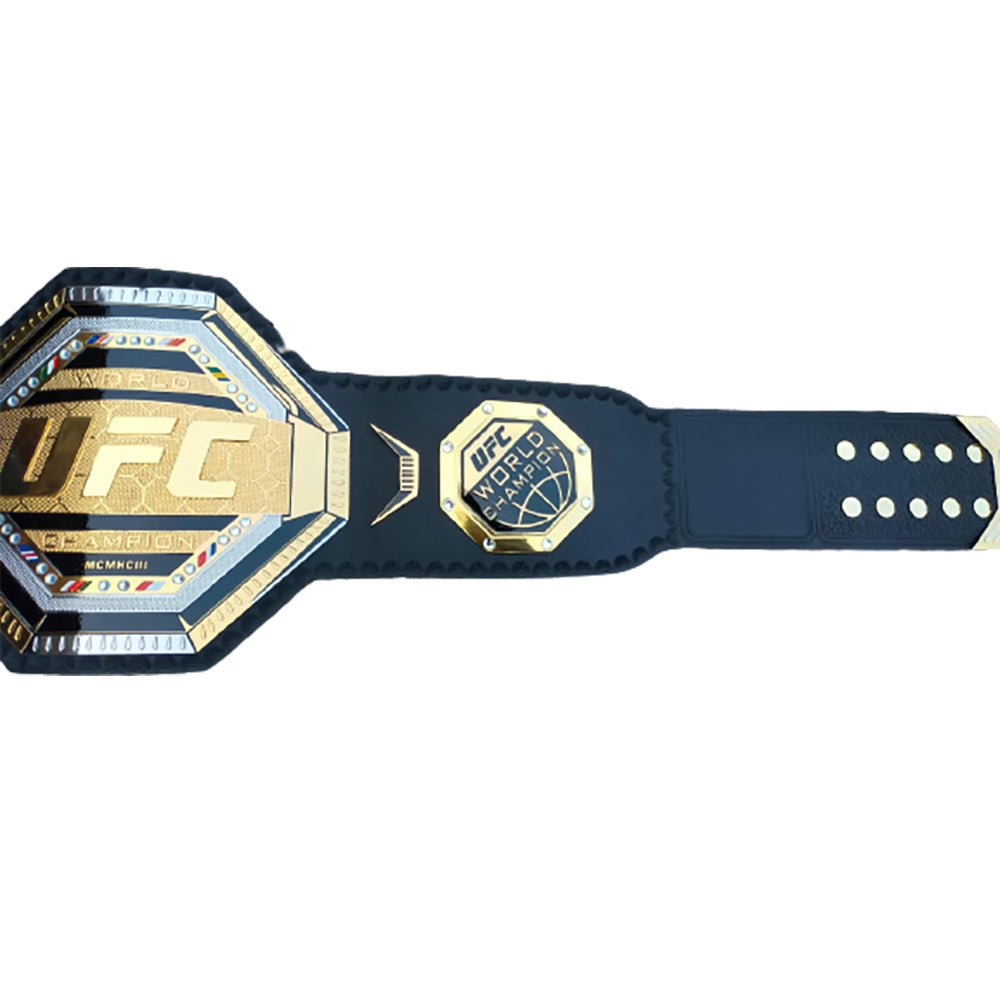 UFC legacy heavyweight championship replica belt with gold plates and black strap from Championship Belts Online