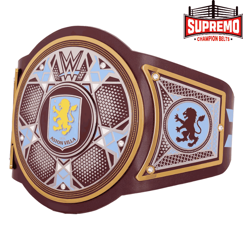 Aston Villa championship belt side plate with three rhinestones