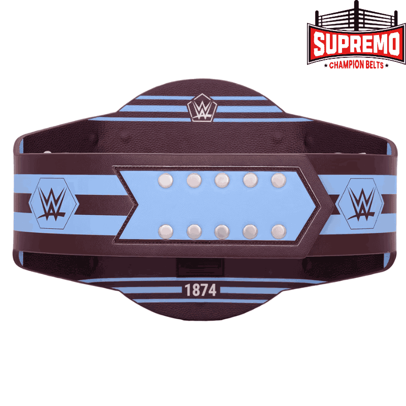 Reverse side of Aston Villa WWE belt showing 1874 founding year
