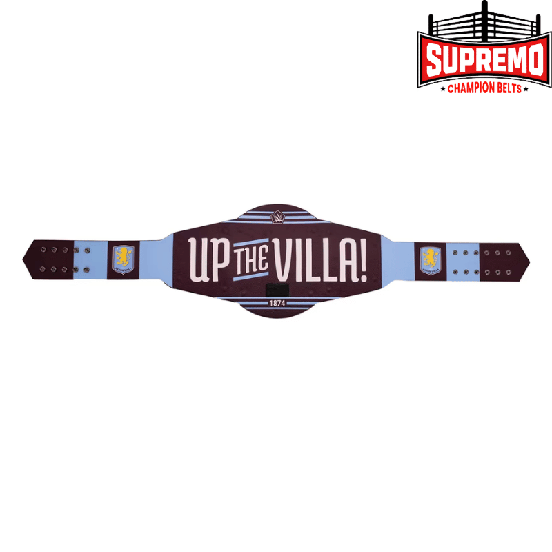 Full-size Aston Villa WWE Legacy title belt laid flat for display
